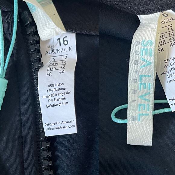 SEA LEVEL AUSTRALIA NWT Essentials Short Sleeve One Piece in Black Size US 12 - Picture 12 of 15